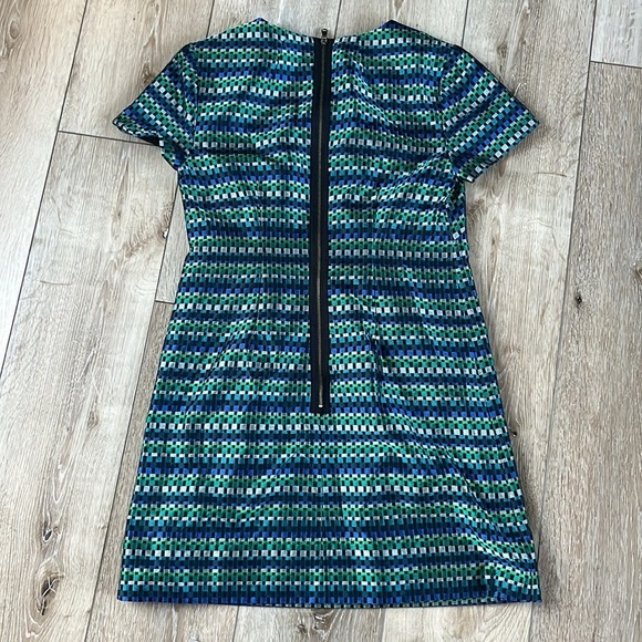 Shoshanna Take Notes Shift Dress Blue Green Patterned 
Short Sleeves - Picture 8 of 11